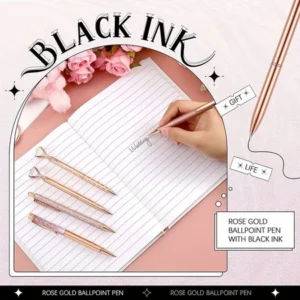 Kit 3/5/8 Canetas Glitter de Areia Líquida Rose Golden Tinta Preta Feminina para Artigos de Escritório Casamento